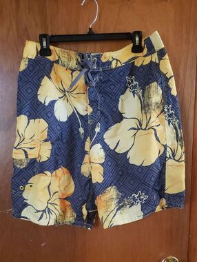 Men's Yellow OP  Floral Swim Shorts 32"